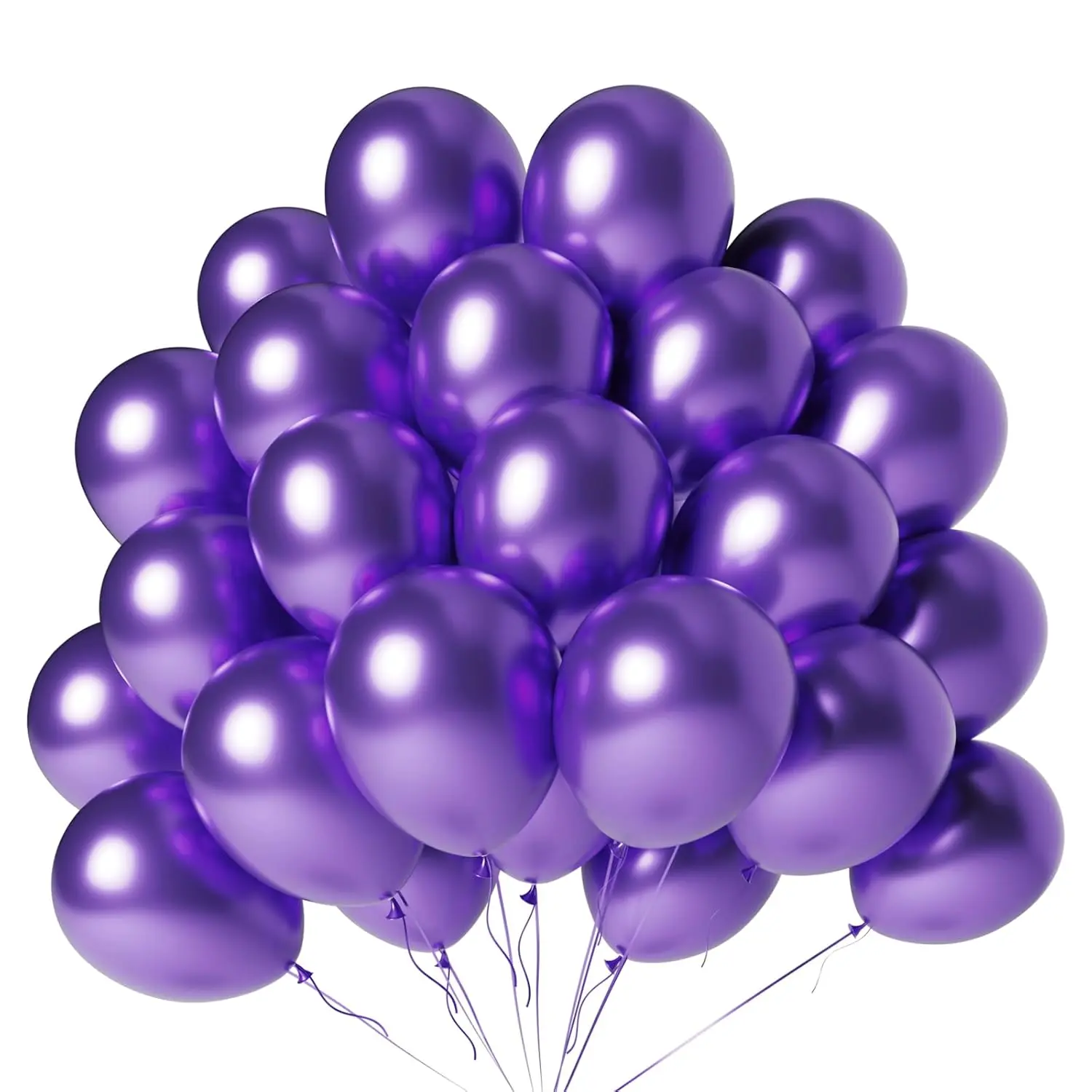 100PCS Metallic Purple Balloons 12 Inch Chrome Latex for Wedding, Graduation & Halloween Party Decor
