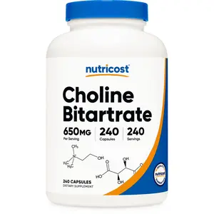 Nutricost Choline Bitartrate 650mg, 240 Capsules, Vegetarian & Gluten Free