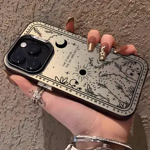 Moon & Star Pattern Phone Case, Decorative Phone Protector Cover, Phone Accessories Compatible with iPhone 16 15 14 13 12 11 Pro Max