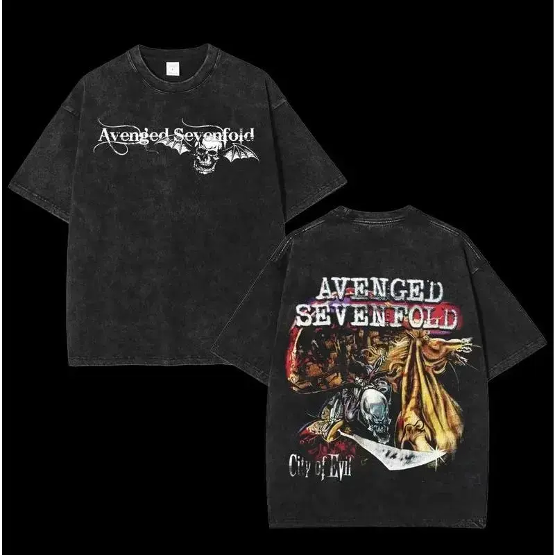 tiktok shop Avenged sevenfold City of Evil Shirt Oversized Washed Heavyweight Cotton T-shirt for Gothic Fans Unisex Heavy Metal streetwear graphic Tee, men gifts summer fits  Washed Streetwear Shirt t shirt soft cotton vintage streetwear unisex t-shirt