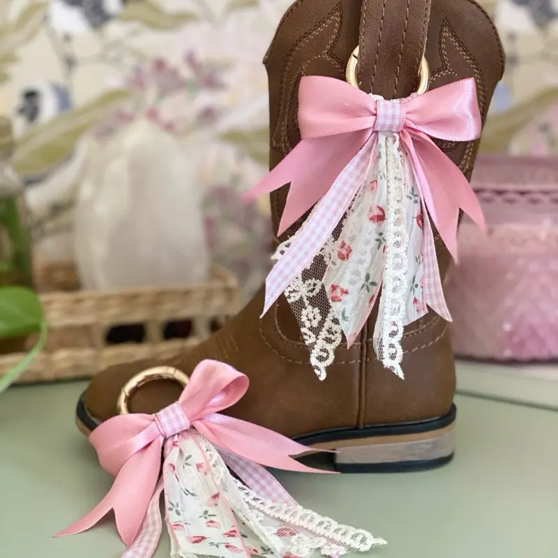 Western Boot Bows Set | Cute Little Girl Cowgirl Boot Accessories | Rodeo Boot Charms | Flower Girl Boot Bow Charm