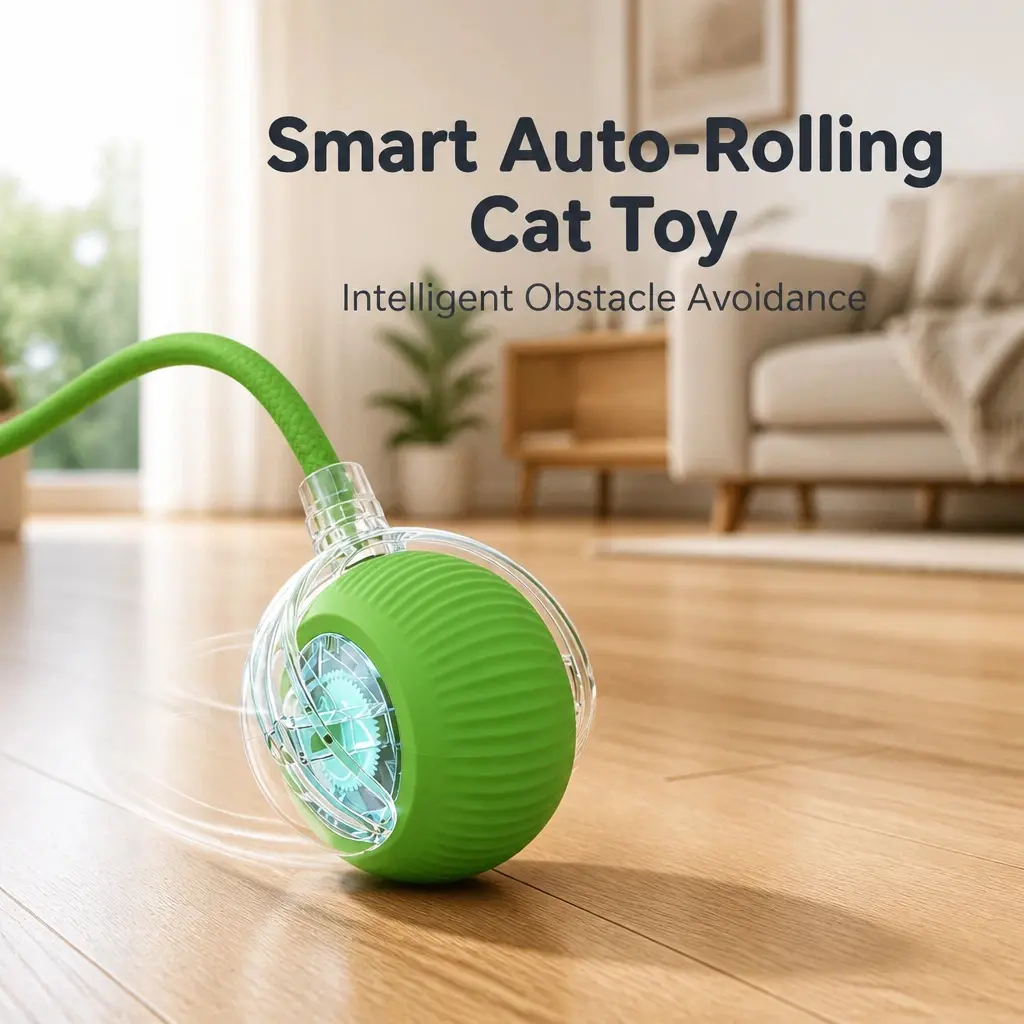 Smart Auto-Rolling Interactive Cat Ball Toy, Automatic Moving Solo Play Entertainment for Indoor Kittens & Cats