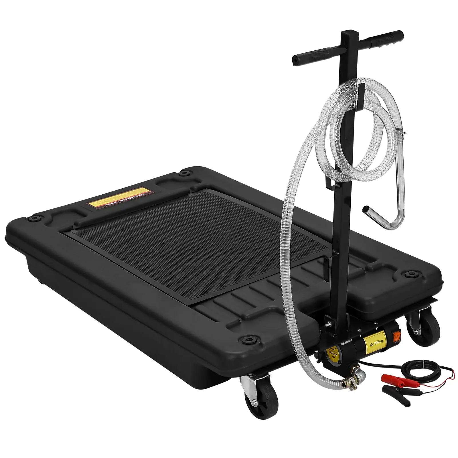 GARVEE 18 Gallon Low Profile Oil Drain Pan with 12V Electric Pump, Foldable Handle, Wheels, and 8FT Hose for Easy Oil Changes on Cars, SUVs, and Trucks