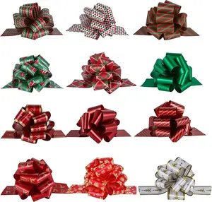 12PCS Christmas Gift Wrap Bows with Ribbon 5inch for Xmas Wrapping.