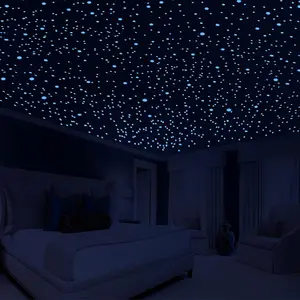 808 PCS Glow in the Dark Stars for Ceiling, Glowing Wall Decals Decor Stickers,(404 Pcs Green and 404 Sky Blue) 3D Adhesive Dots Decor Starry Sky Decor for Kids Bedroom or Birthday Gift Neasyth