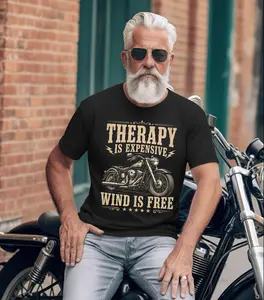 Therapy Is Expensive Wind Is Free Shirt Comfort Colors Funny Motorcycle T-Shirt, Biker Humor Gift for Men, Rider Dad Tee
