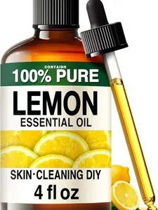 KUKKA Pure Lemon Oil - 4 Fl Oz Lemon Oil for Cleaning, Diffuser, Skin Care, Aromatherapy & DIY Soap Making Scent