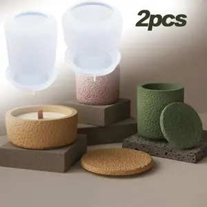 2Pcs Large Jar Resin Molds Box with Lid Silicone Creative Pot Molds for Epoxy Jewelry Trinket Candle Holder Organizer Mold Plant Mold DIY Resin Concrete Crafts Home Decor