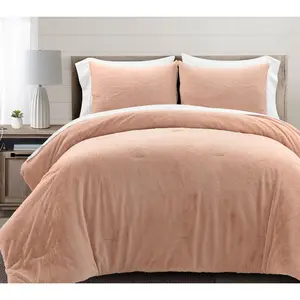 Lush Decor Modern Solid Ultra Soft Faux Fur Com orter 5Pc Twin