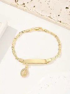 Mary Mother Pendant Charm Bracelet with Cubic Zirconia, Elegant Religious Jewelry for Women, Perfect Birthday and Christmas Gift