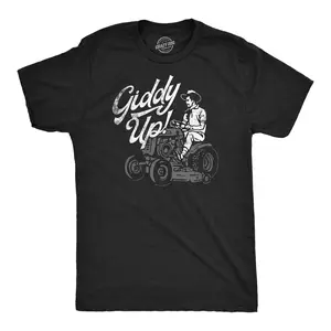 Mens Funny T Shirts Giddy Up Sarcastic Lawn Mower Graphic Tee for Men Mens Funny T Shirts Cool Vintage Fashion T-Shirt Gift Classic Menswear Dad Joke Apparel for Men Funny Sarcastic Short Sleeve Novelty Tees Black -