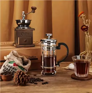 1set Bean Grinder Coffee Pot Set, Coffee Bean Press Pot Bean Grinder Gift Box, Household Hand Brew Coffee Utensils, Italian Espresso Set, For RV Outdoor Camping Picnic Office Travel Coffee Maker Coffee Bar Accessories Back To School Supplies