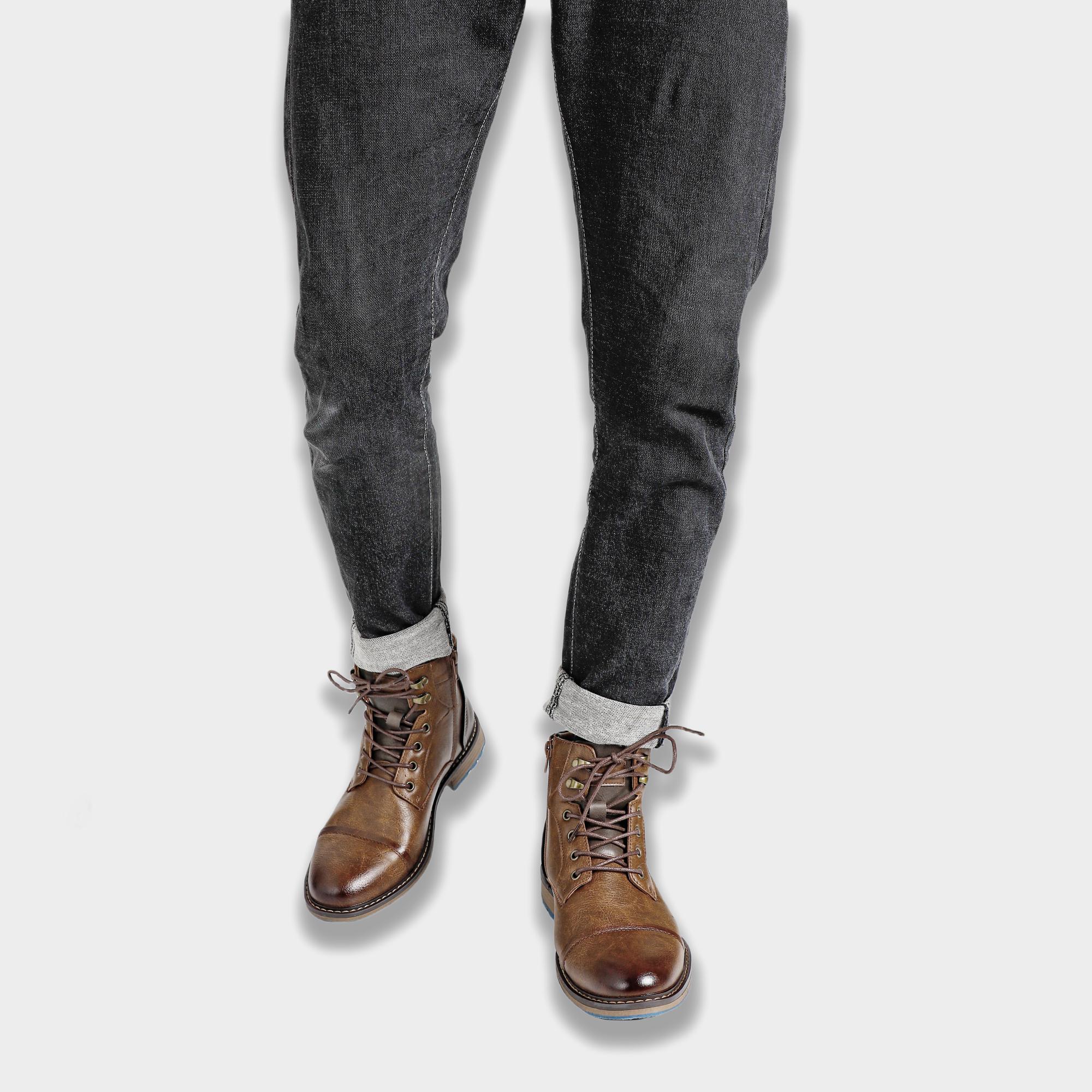 Classical Men Boots 2025 Fashion Comfortable Spring Leather Boots with Zipper