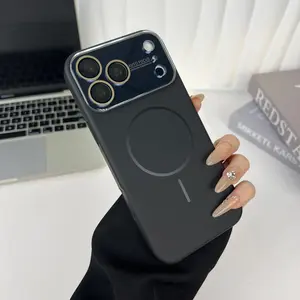 Dopamine Magnetic Liquid Silicone TPU Protective Smartphone Case with Full-Coverage Raised Camera Protection, Silver Camera Frame, MagSafe Compatibility for iPhone 13/14/15/16 Pro Max/17 Pro Max, Customized Mobile Phone Accessories, A177