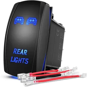 Nilight NI-RS05 LED Light Bar Rocker Switch 5Pin Laser On/Off Rear Lights Rocker Switch 20A/12V 10A/24V Switch Jumper Wires Set