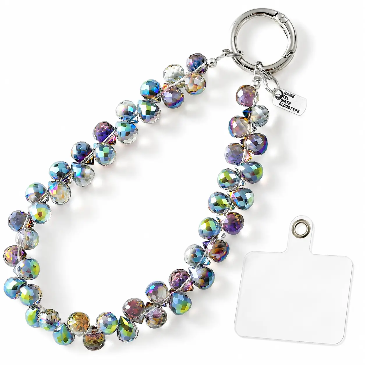 Artificial Crystal Beaded Mobile Accessories Set - Hands-Free Smartphone Lanyard with Secure Clip, Anti-Drop Cellphone Wrist Strap, Keychain, TikTok Viral Gift for Women/Teens