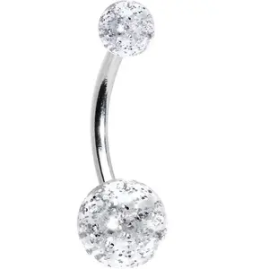 Clear Acrylic Ball Glitter Belly Ring Clear Acrylic Ball Glitter Belly Ring