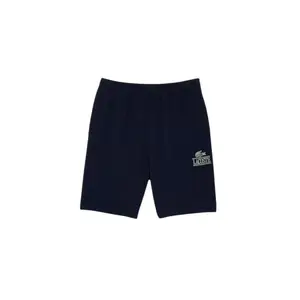 Lacoste Signature Print Shorts - Men's Navy Cropped Sportswear with Embroidered Logo, Ideal for Casual Wear