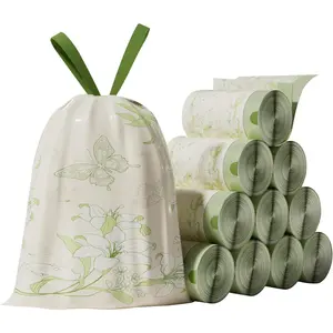 13 Gallon Trash Bags with Drawstring and Lily Printed, Leakproof and Odor Control Garbage Bags Tall Kitchen, -Resistant Kitchen Trash Bags for , Portable Garbage Bags, 50 Count