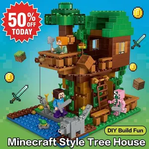 200+pcs Building Blocks Set, Creative Thinking Toy for Kids Ages 3-14, Unisex Tiered Tree House Construction Kit, Fun DIY Playset, Stem Building Blocks