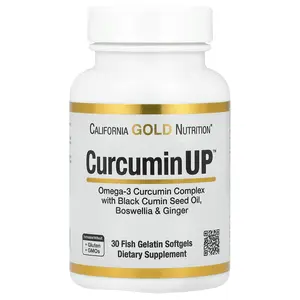 California Gold Nutrition CurcuminUP™ with Omega-3 Curcumin Complex, Black Cumin Seed Oil, Boswellia and Ginger, 30 Fish Gelatin Softgels