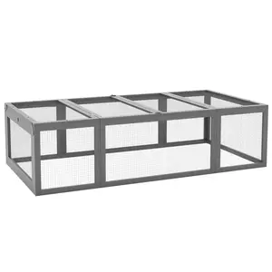 PawHut Large Wooden Rabbit Hutch Bunny Hutch Small Animal Habitat Enclosure Outdoor Run and Lockable Doors, Natural