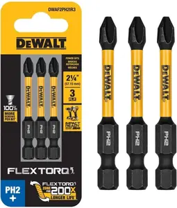 DeWalt FlexTorq Phillips #2 X 2.25 in. L Drill and Driver Bit Set Steel 3 pc DeWalt FlexTorq Phillips #2 X 2.25 in. L Drill and Driver Bit Set Steel 3 pc