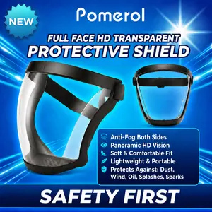 Transparent Visor - Adjustable Full-Face Protective Shield - Durable Plastic Safety Mask - Heat & Impact Resistant for Work, Kitchen, and Outdoor Use with Easy Drawstring Closure