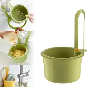 Hands Free Pop Up Bottom Sink Strainer Basket Adjustable Hanging Faucet Drain Basket Kitchen Food Residue Filter Gadget