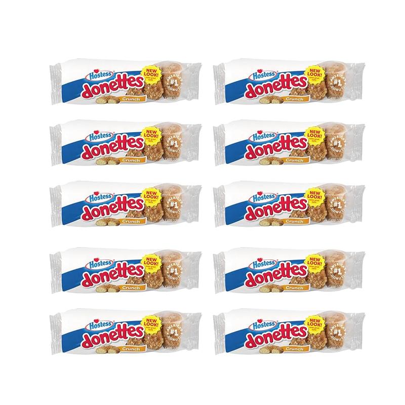 Hostess Crunch Donettes - Sweet Snack Bags - Perfect Treat - 10 Pack of 6 Count Donettes