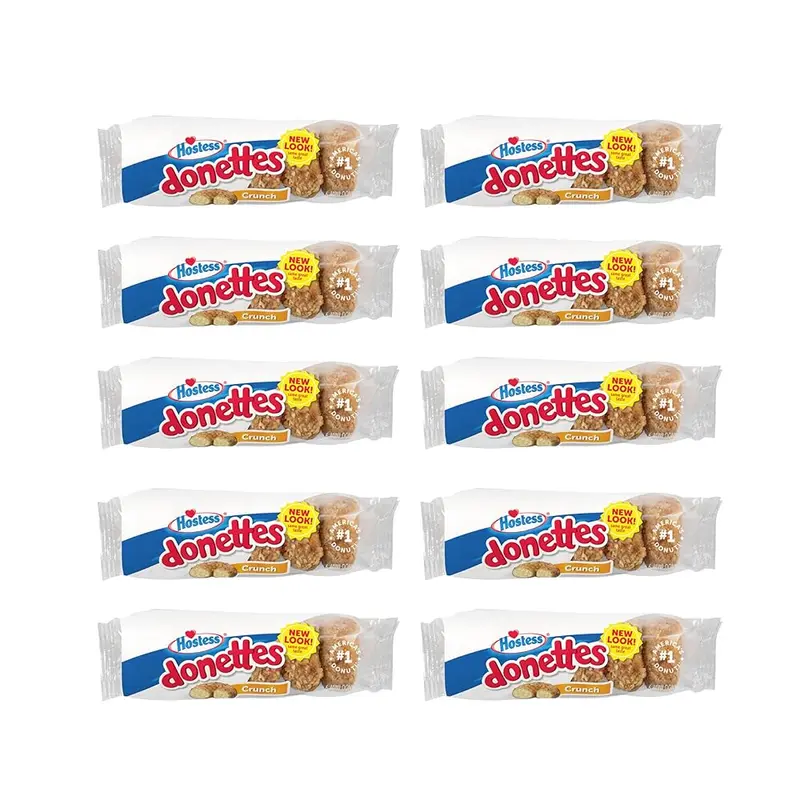 Hostess Crunch Donettes - Sweet Snack Bags - Perfect Treat - 10 Pack of 6 Count Donettes