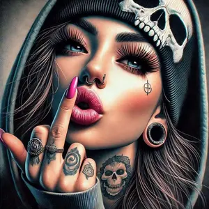 Skull & Women & Tattoo Pattern DIY Diamond Arts Colorful Painting Kit without Frame, DIY 5D Diamond Arts Colorful Painting Kit, Wall Art Decor for Home, Crafts, Creativity