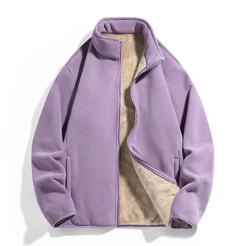 Women's Plush Jacket - Stand Collar Winter Coat, Long Sleeve Zip-Up Outerwear, Suitable for Skiing, Snowboarding and - Casual Cold-Weather Clothing