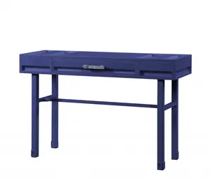 HomeRoots 491381 47 in. Blue Iron-and-Wood Tabletop Makeup Vanity Table, Tabletop Makeup Vanities