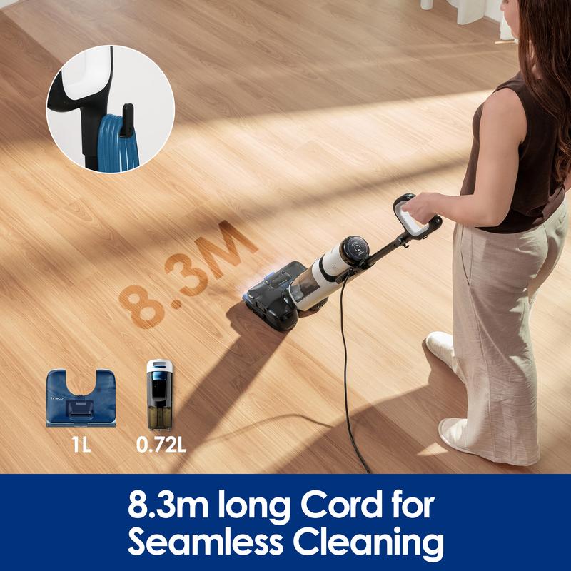 Tineco FLOOR ONE S6 Stretch Steam Corded Wet Dry Vacuum Steam Mop All-in-One, Tineco BoostSteam, 320℉ High-temp Steam Cleaning, 180° Lay-Flat, Anti-Tangle Design, FlashDry Self-cleaning