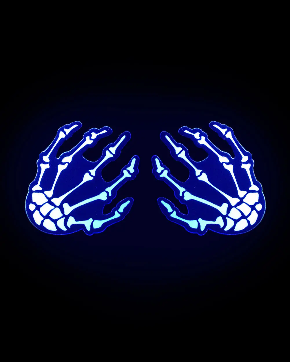 Pastease Glow-in-the-Dark Skeleton Hands Pasties - Waterproof, Light-Up Festive Party Accessories for Party Hats, Masks & Decor