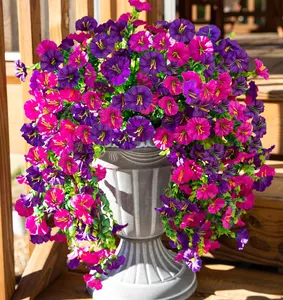 Artificial Fake Hanging Flowers Plants for Outdoor Spring Summer Decoration 2PCS Faux Silk UV Resistant Realistic Morning Glory Trailing Vines for Home Porch Patio Balcony