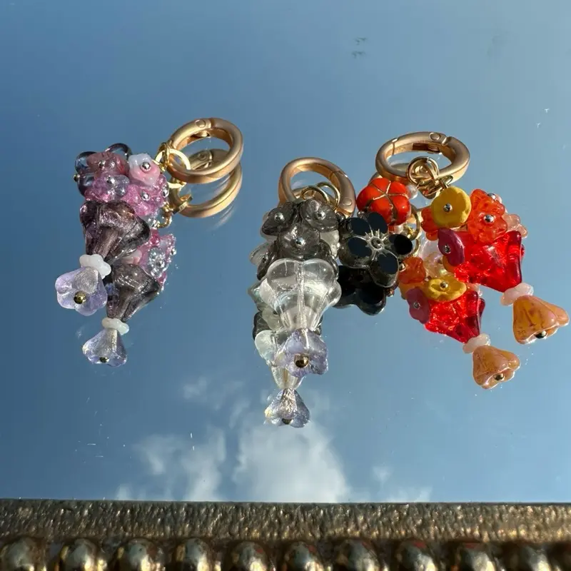 Czech Glass Beads Flower Bouquet Keychain Phone Chain Bagchain Handmade Colorful Bead Decorations