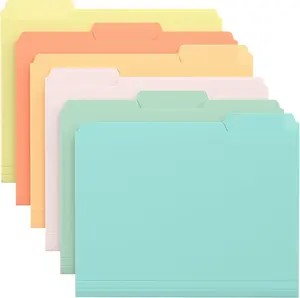 KTRIO 6 Pack Plastic Colored File Folders, Filing Folders for Letter Size, Poly File Folder, Assorted Colors, 1/3-Cut Tabs