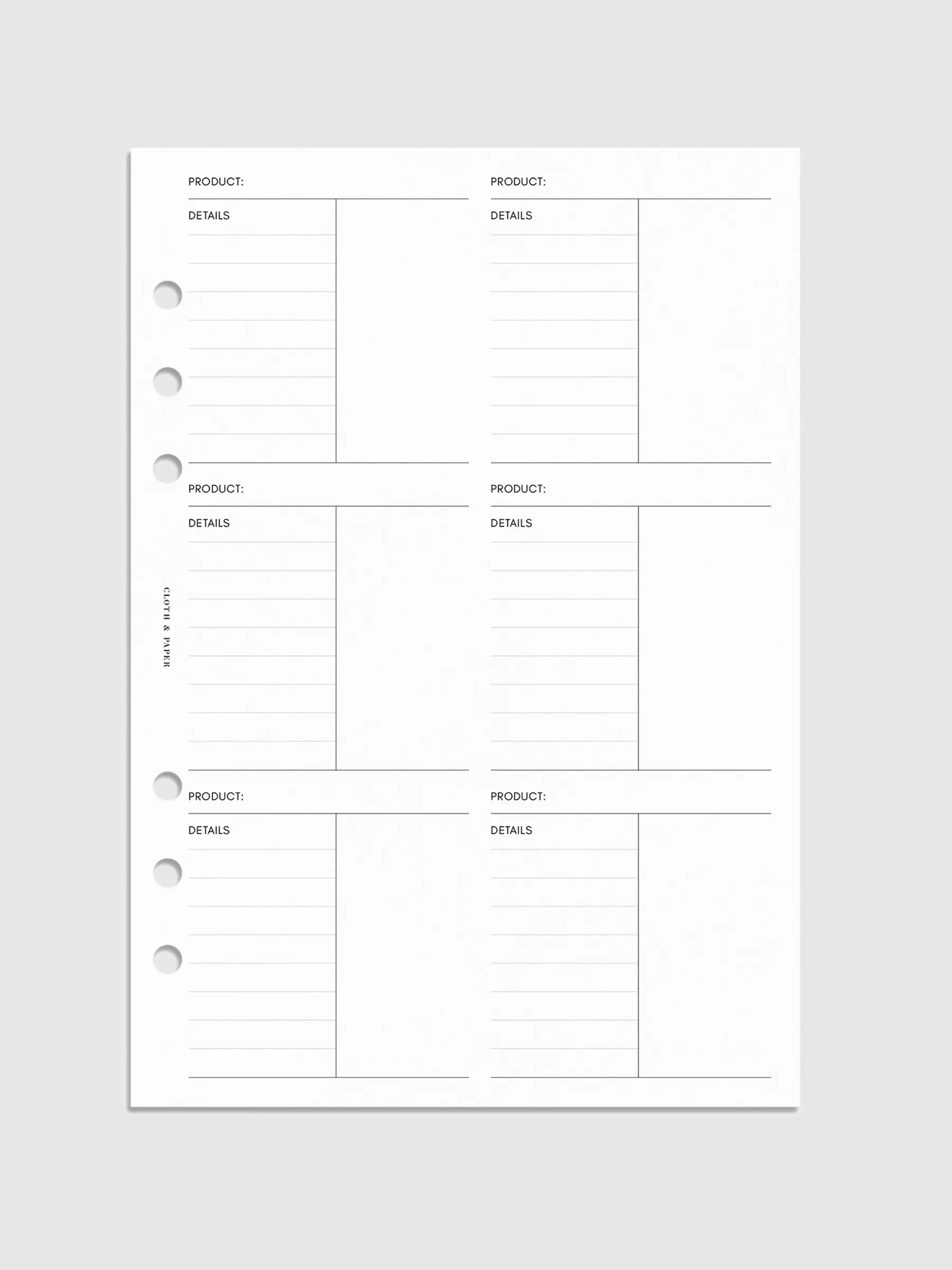 Product Inventory Planner Inserts