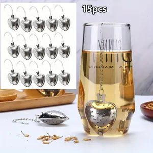 15PCS Stainless Steel Tea Ball Mesh Tea Infuser Strainers Premium Tea Filter Tea Interval Diffuser with Extended Chain Hook for Brew Loose Leaf Tea and Seasonings & Spices
