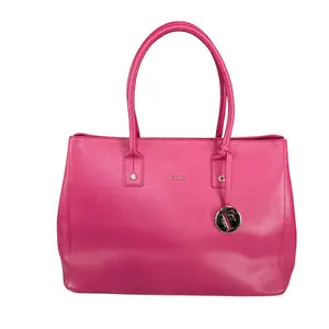 Pre-owned FURLA Leather Tote Bags Linda Magenta GHW Saffiano Bucket Tote Purse
