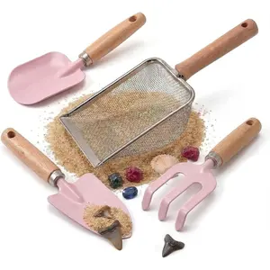 Beach Sand Toys for Kids Toddlers, Beach Mesh Shovel Rake Set with Sifter & Shell Collecting Tongs, Travel Mesh Scooper for Digging, Sifting & Shell Hunting, Shark Tooth Sifter Dipper for Boys Girls