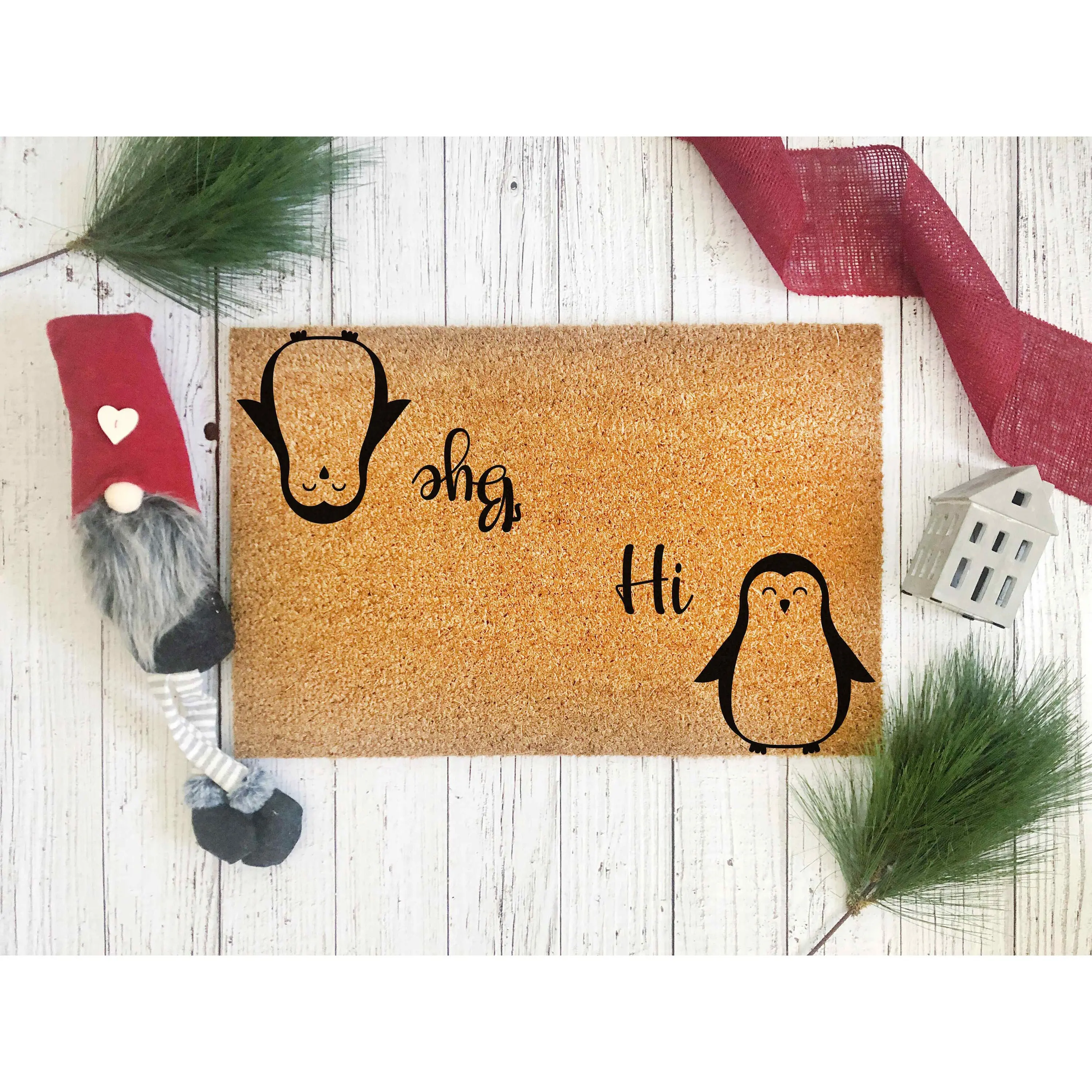 Doormat Hi, Bye Penguins Welcome Mat Funny Doormat Rug House Warming Front Porch Closing Gift First House Gift Funny Mat Moving 5117zz - Made in Florida