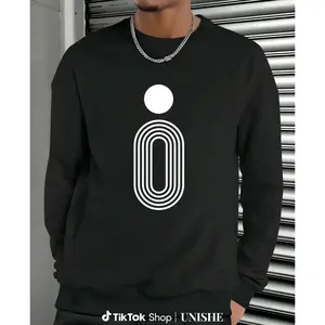 Fashion-Forward Men's Long Sleeve Sweatshirt – Geometric Prints and Breathable Fabric