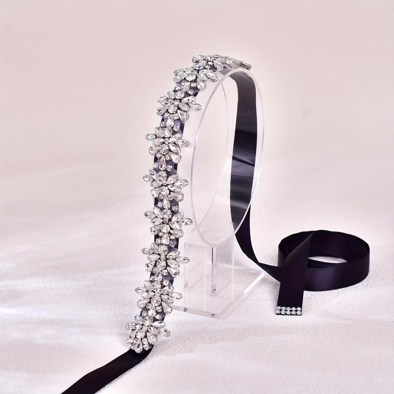 Elegant Silvery Rhinestone Bridal Belt - Adjustable, Sparkling Waist Accessory for Evening Gowns & Weddings  Bling Ceremony Party Decoration