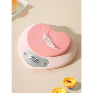 1pc Cute Heart Shaped Weighing Scale, ABS Food Electric Scale For Household
