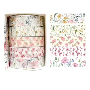 Floral Series Paper Tape Set, DIY Decorative Stickers for Journals Albums Planners Party Decoration, No-Trace Tearable Design