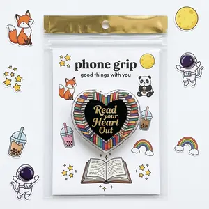 Read Your Heart Out Phone Grip Holder Cute Bookish Heart Expanding Stand Aesthetic Book Lover Gift for Readers Reading Phone Accessories
