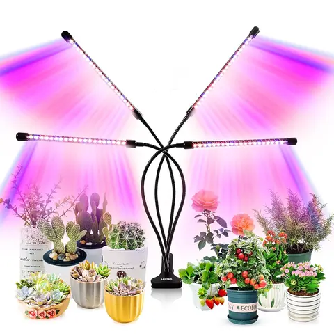 Upgraded 4-Head LED Grow Lamp with Plastic Body - 80 LEDs, Full & Red-Blue Spectrums, 3/9/12H Timer, 10 Dimmable Levels, Adjustable Gooseneck, 3 Seed Start Modes, for Indoor LED Seed Starting, Grow Your Own Homegrown Food (Father's Day Gift) toolupgrade
